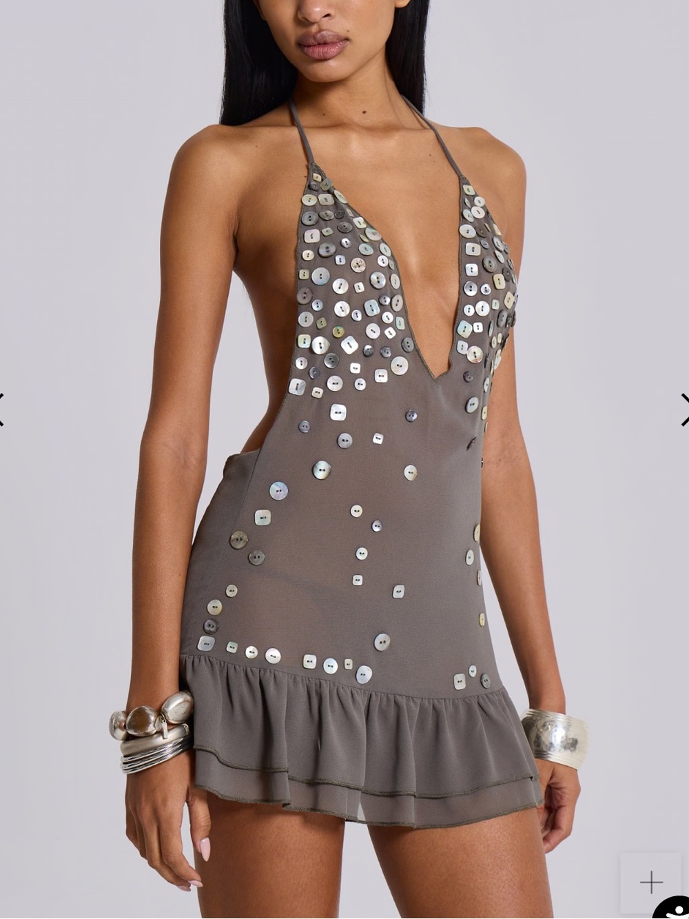 Jaded London button me up mini dress in grey